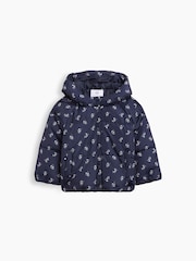 Gap Navy Floral Hooded Puffer Jacket - Image 1 of 2