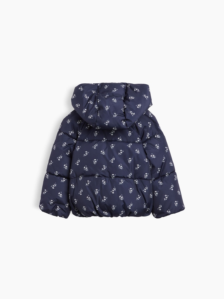 Gap Navy Floral Hooded Puffer Jacket - Image 2 of 2 Gap Navy Floral Hooded Puffer Jacket - Image 2 of 2