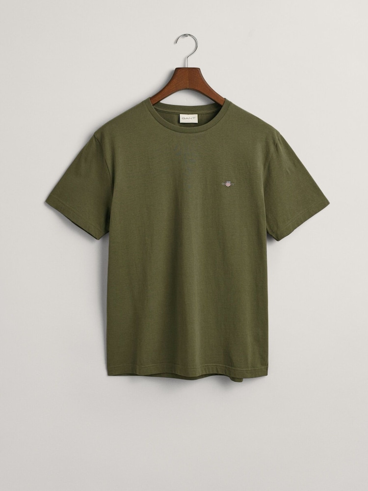 Khakigrün - GANT – T-Shirt mit 100 % Baumwolle und Shield-Logo - Bild 5 von 5