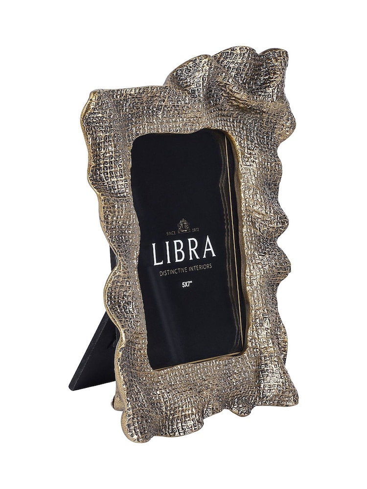 Libra Interiors Antique Brass Gold Molten Weave Photo Frame 5x7 - Image 2 of 7 Libra Interiors Antique Brass Gold Molten Weave Photo Frame 5x7 - Image 2 of 7