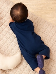 Navy Blue Occasion Linen Blend Baby Romper (0mths-2yrs) - Image 2 of 6