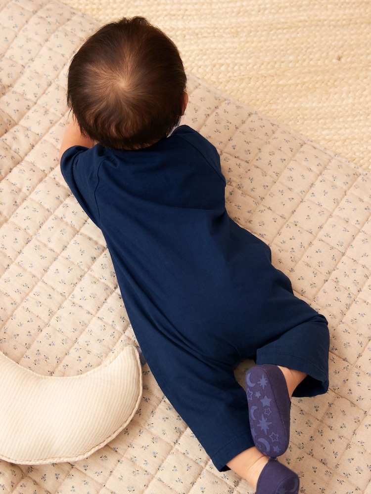 Navy Blue Occasion Linen Blend Baby Romper (0mths-2yrs) - Image 2 of 6