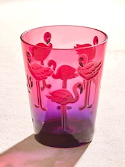 Pink/Purple Flamingo Plastic Picnic Drinkware Set of 4 Tumbler Glasses - Image 3 of 4