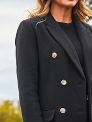 Sosandar Black Faux Wool Double Breasted Coat - Image 5 of 5