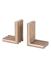 Libra Interiors Set of 2 Antique Brass Ellie Brass Finish Aluminium Bookends - Image 2 of 6