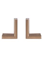 Libra Interiors Set of 2 Antique Brass Ellie Brass Finish Aluminium Bookends - Image 3 of 6