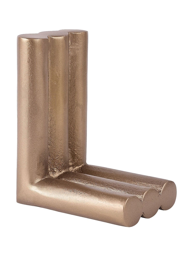 Libra Interiors Set of 2 Antique Brass Ellie Brass Finish Aluminium Bookends - Image 6 of 6