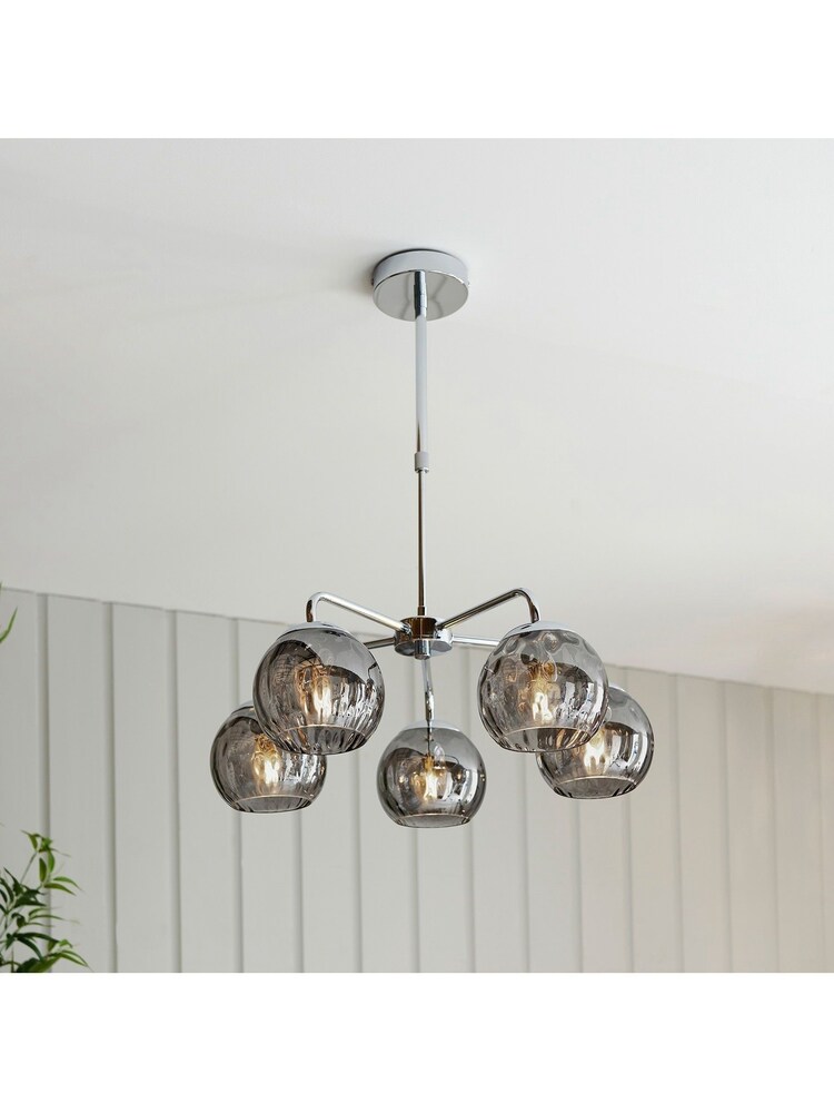 Gallery Home Chrome Dilan 5 Bulb Pendant - Image 1 of 3 Gallery Home Chrome Dilan 5 Bulb Pendant - Image 1 of 3