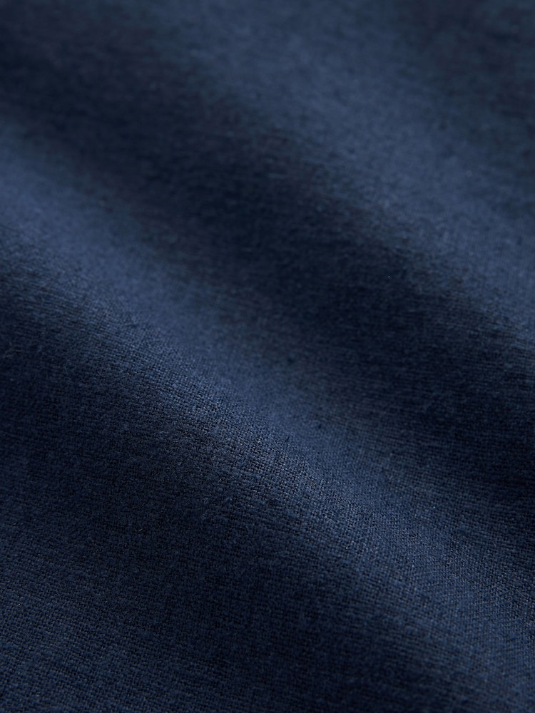 Navy Blue Linen Blend Drawstring Trousers - Image 2 of 4