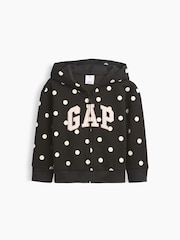 Gap Black Polka Dot Vintage Soft Zip-Up Hoodie (6mths-5yrs) - Image 1 of 3