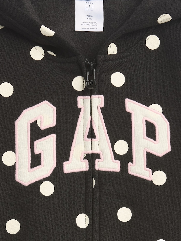 Gap Black Polka Dot Vintage Soft Zip-Up Hoodie (6mths-5yrs) - Image 3 of 3 Gap Black Polka Dot Vintage Soft Zip-Up Hoodie (6mths-5yrs) - Image 3 of 3