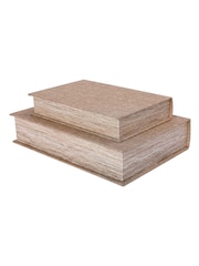 Libra Interiors Set of 2 Beige Book Boxes - Image 4 of 6