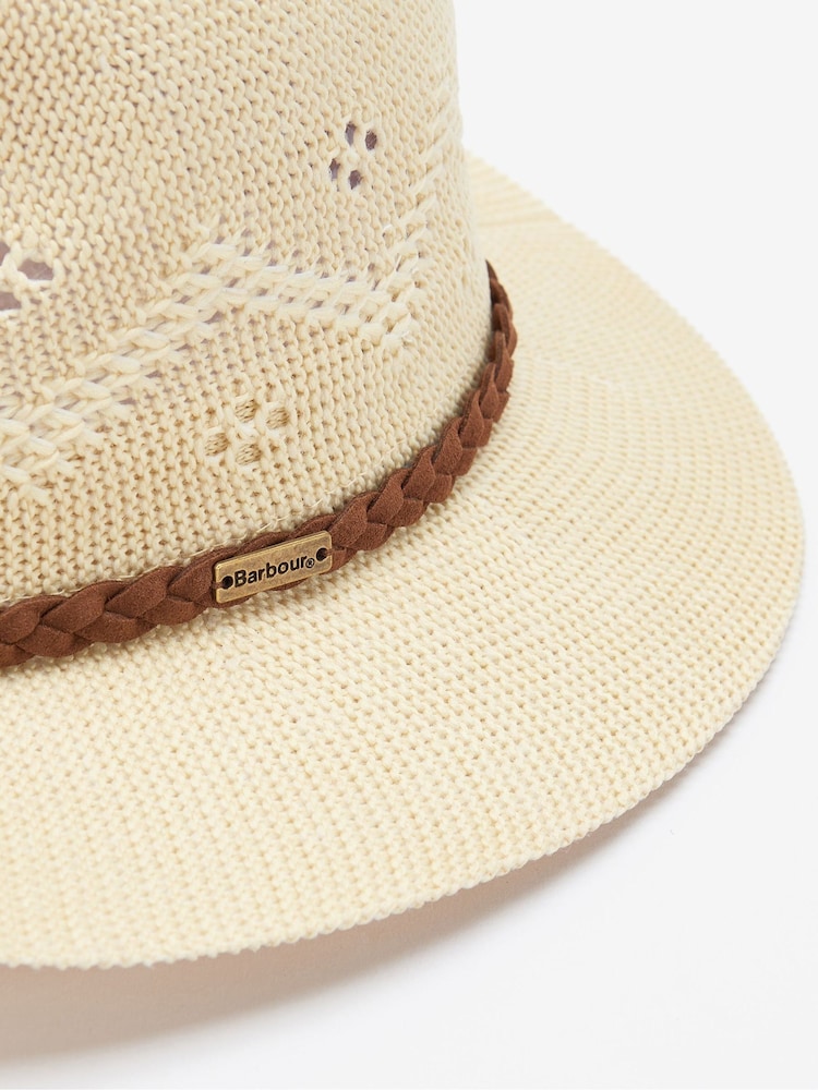 Barbour® Cream Womens Flowerdale Trilby Summer Hat - Image 5 of 5