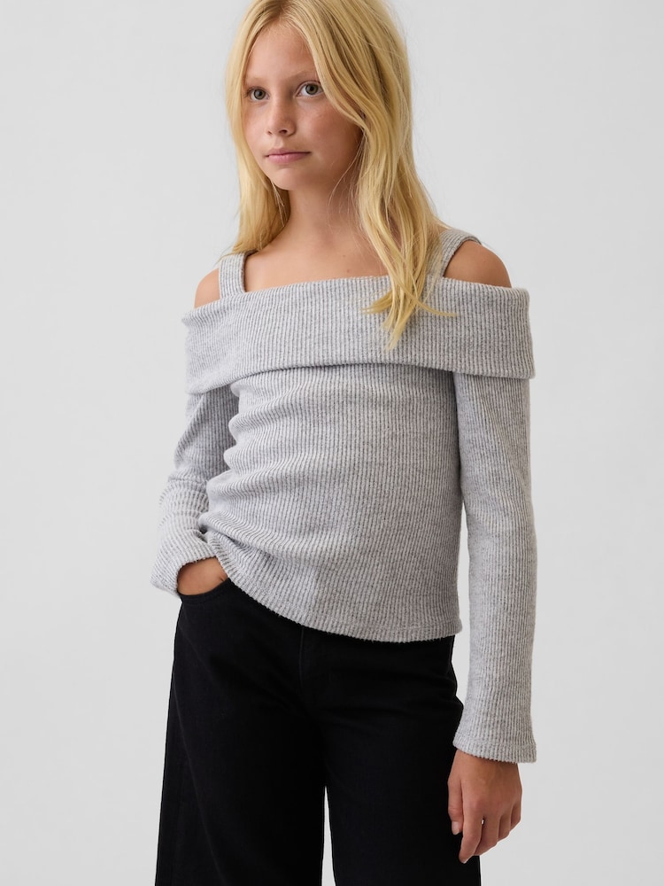 Gap Grey Off-Shoulder Rib Top (4-13yrs) - Image 1 of 4
