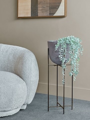 Libra Interiors Brown Samui Brown Stonewash Planter on Stand Tall 73cm - Image 1 of 6