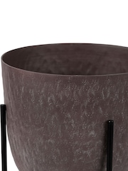 Libra Interiors Brown Samui Brown Stonewash Planter on Stand Tall 73cm - Image 4 of 6