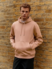 Clay/Neutral Regular Fit Jersey Cotton Rich Overhead Hoodie - Image 1 of 8