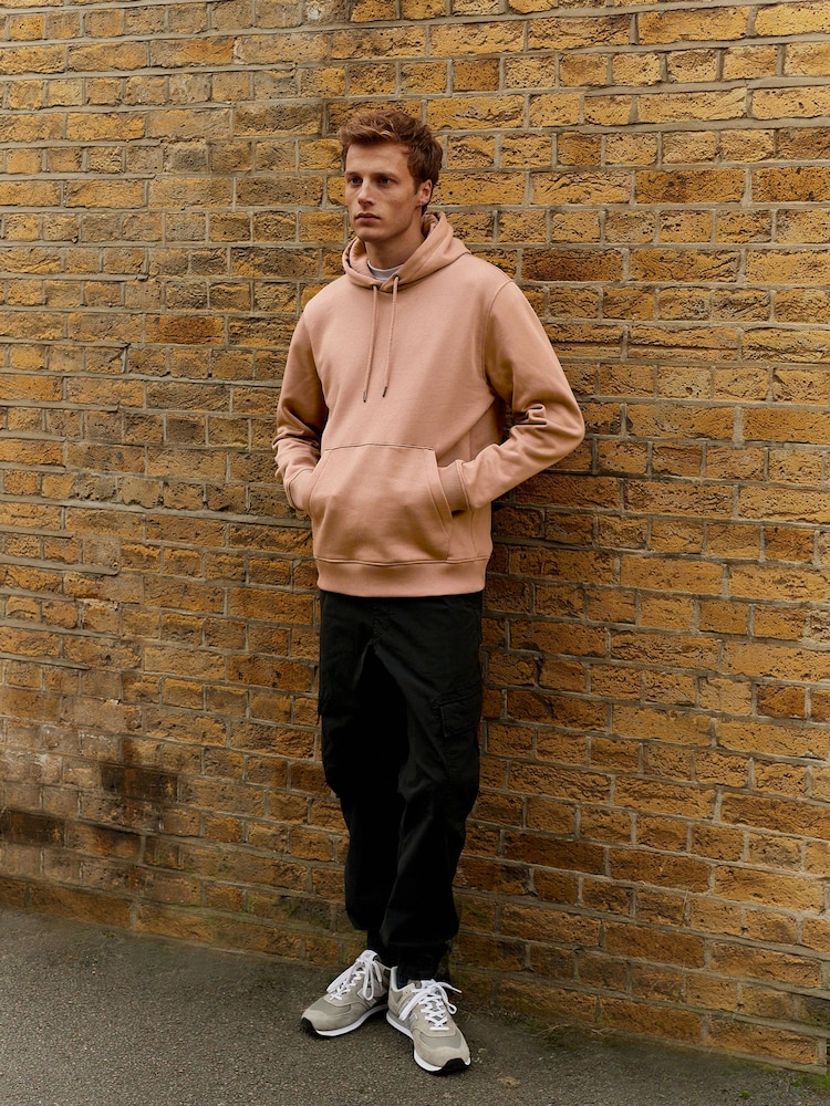 Clay/Neutral Regular Fit Jersey Cotton Rich Overhead Hoodie - Image 2 of 8