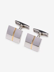 2 Tone Silver/Gold Cufflink And Tie Clip Set - Image 6 of 7