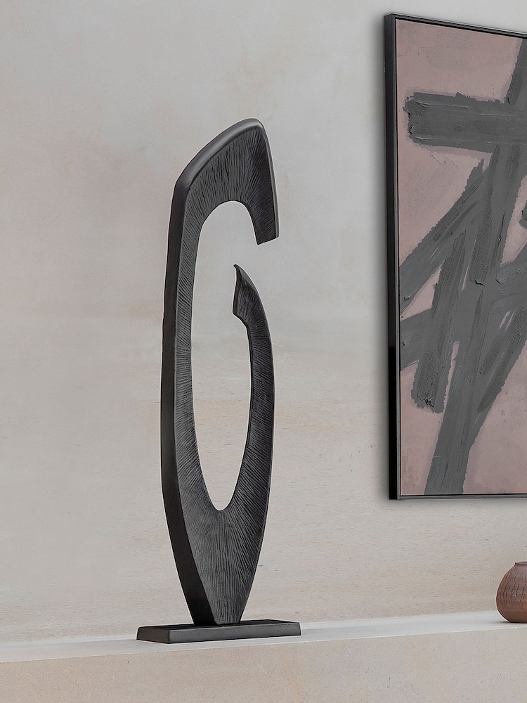 Libra Interiors Black Axis Black Aluminium Sculpture 117cm - Image 1 of 6 Libra Interiors Black Axis Black Aluminium Sculpture 117cm - Image 1 of 6