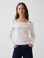 Gap White Off-Shoulder Rib Top (4-13yrs) - Image 1 of 4