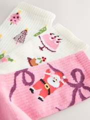 Pink Santa Novelty Christmas Ribbed Sports Socks 3 Pack - Image 5 of 6
