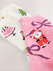 Pink Santa Novelty Christmas Ribbed Sports Socks 3 Pack - Image 6 of 6
