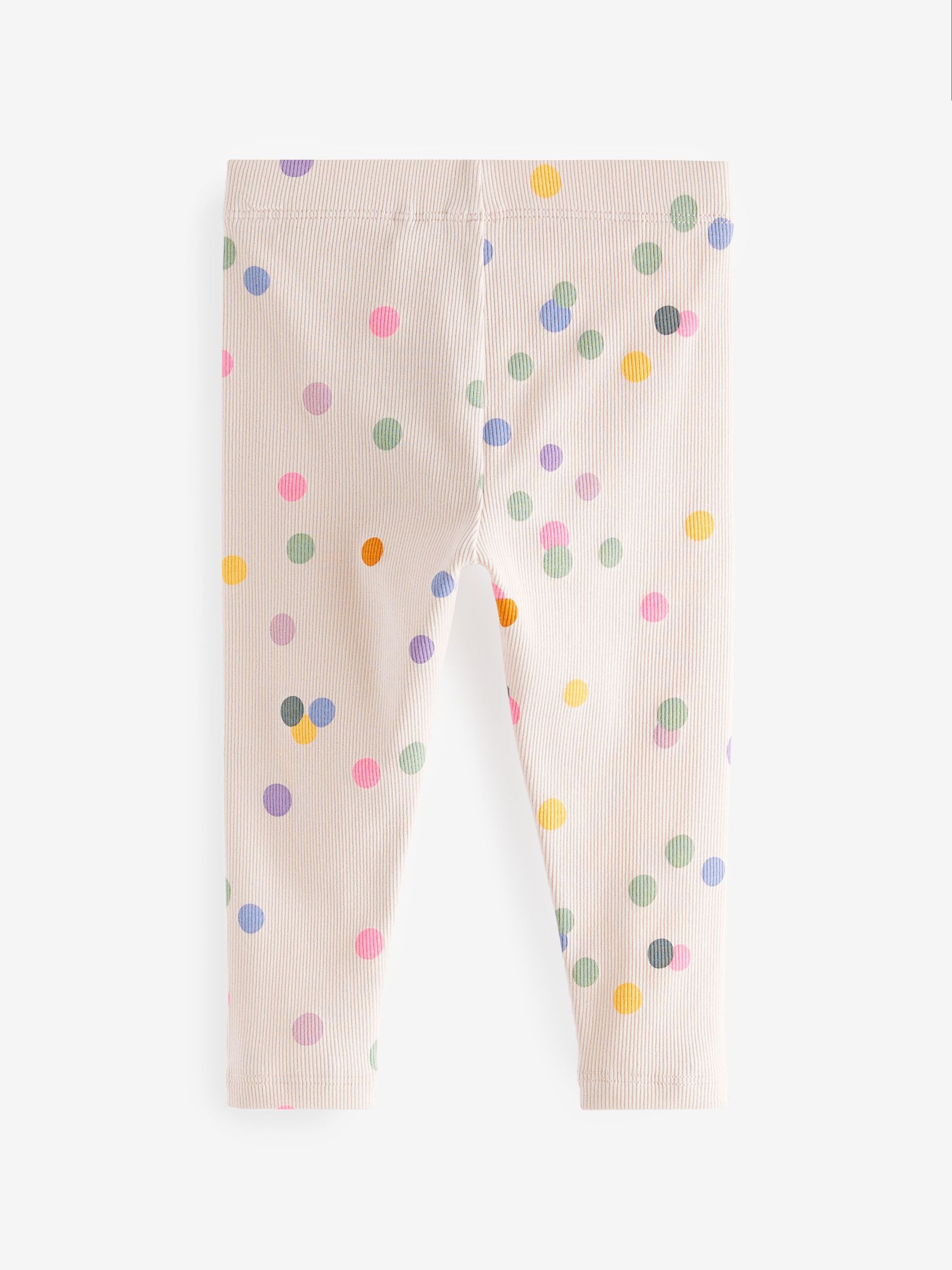 Buy Cream Rainbow Polka Dot Rib Jersey Leggings 3mths 7yrs from Next Luxembourg