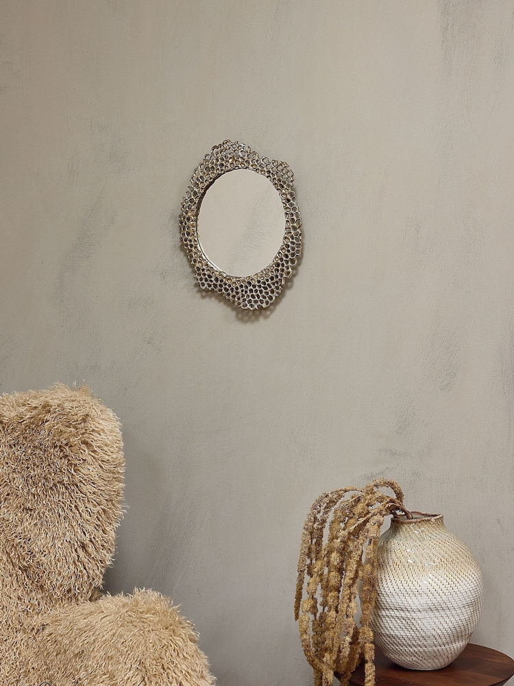 Libra Interiors Gold Miel Cast Aluminium Small Mirror Mirror - Image 1 of 7