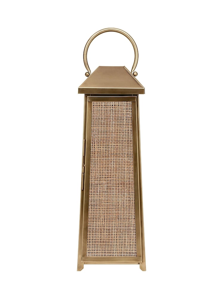 Libra Interiors Antique Brass Soleil Brass & Rattan Lantern 77cm - Image 2 of 5 Libra Interiors Antique Brass Soleil Brass & Rattan Lantern 77cm - Image 2 of 5