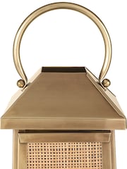 Libra Interiors Antique Brass Soleil Brass & Rattan Lantern 77cm - Image 4 of 5