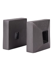 Libra Interiors Set of 2 Grey Geo Antique Lead Aluminium Bookends - Image 2 of 6