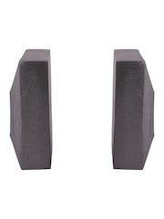 Libra Interiors Set of 2 Grey Geo Antique Lead Aluminium Bookends - Image 3 of 6