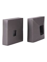 Libra Interiors Set of 2 Grey Geo Antique Lead Aluminium Bookends - Image 4 of 6