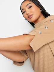 Yours Curve Cream Long Sleeve Button Soft Touch Dress - Image 4 of 4