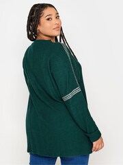 Yours Curve Green Studded Batwing Jumper - Image 2 of 4