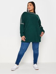 Yours Curve Green Studded Batwing Jumper - Image 3 of 4