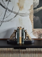 Libra Interiors Antique Gold Black Kavari Tiger Granite Bookends Set of 2 - Image 1 of 6