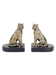Libra Interiors Antique Gold Black Kavari Tiger Granite Bookends Set of 2 - Image 3 of 6