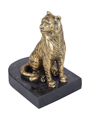 Libra Interiors Antique Gold Black Kavari Tiger Granite Bookends Set of 2 - Image 5 of 6