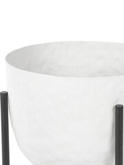 Libra Interiors White Samui White Stonewash Planter on Stand Small 55cm - Image 4 of 6