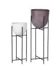 Libra Interiors White Samui White Stonewash Planter on Stand Small 55cm - Image 6 of 6