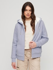 Superdry Blue Essential Borg Lined Zip Hoodie - Image 1 of 6