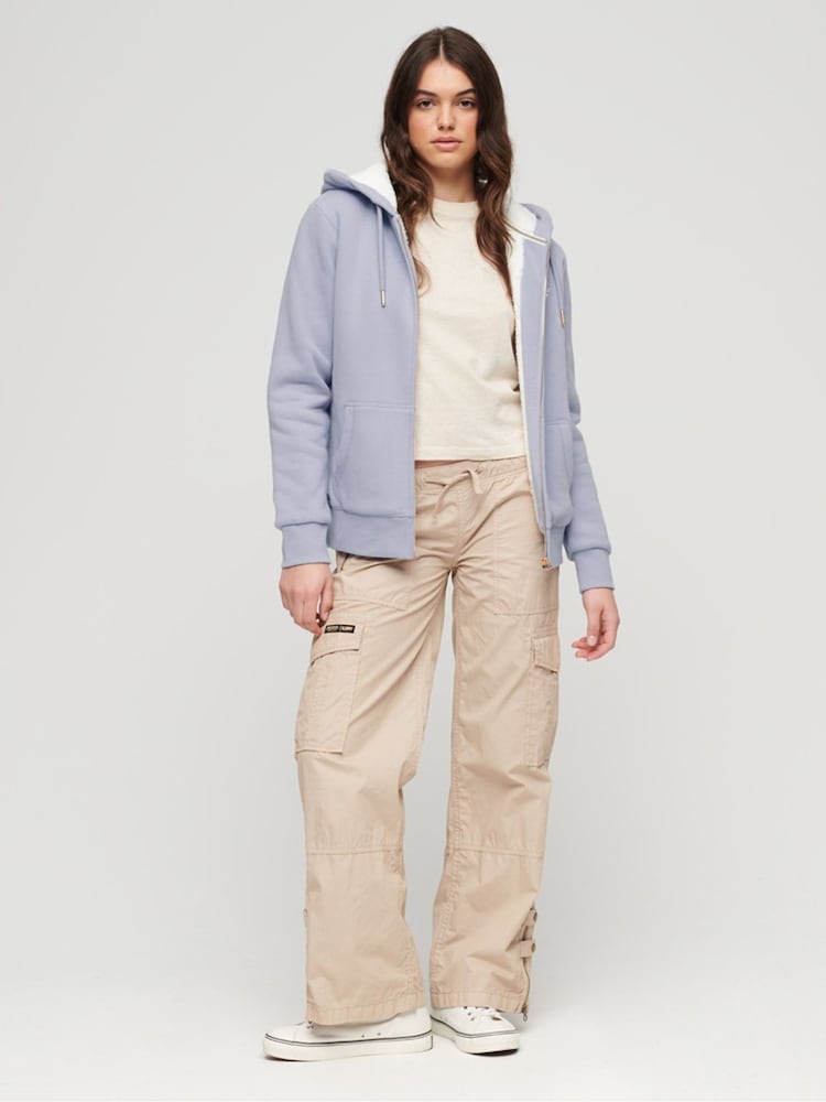 Superdry Blue Essential Borg Lined Zip Hoodie - Image 2 of 6