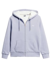 Superdry Blue Essential Borg Lined Zip Hoodie - Image 4 of 6