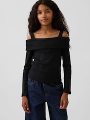 Gap Black Off-Shoulder Rib Top (4-13yrs) - Image 1 of 4
