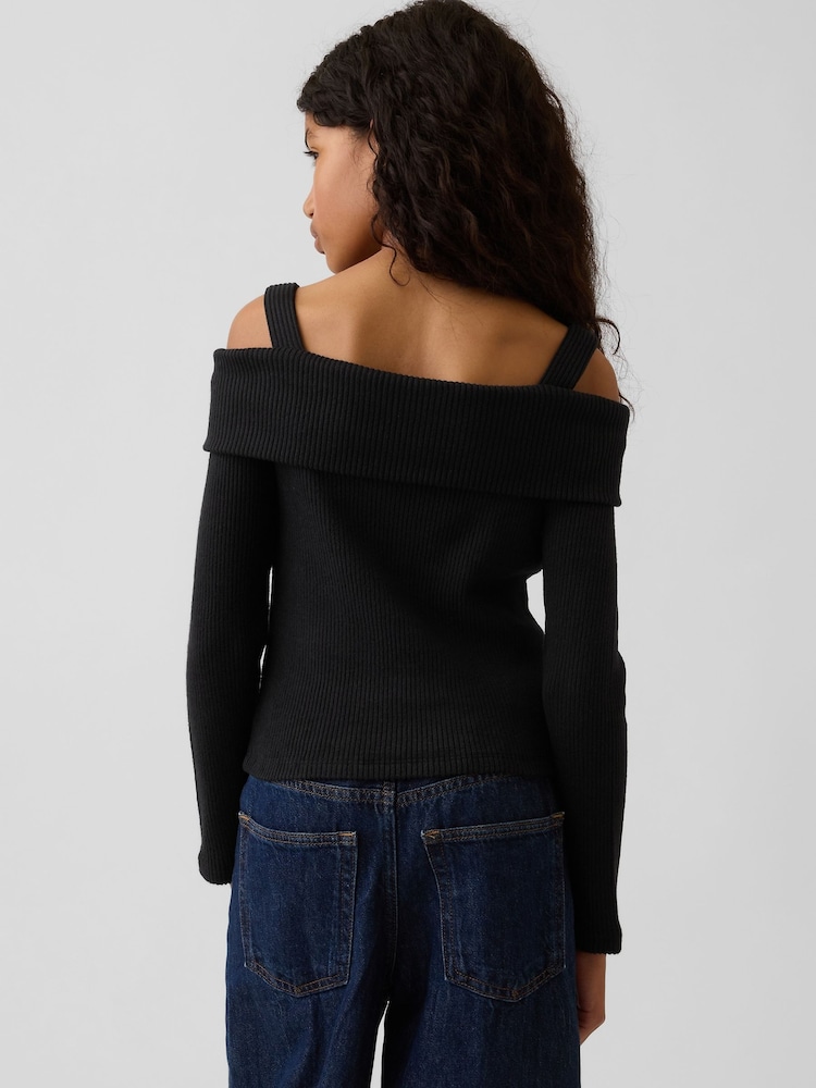 Gap Black Off-Shoulder Rib Top (4-13yrs) - Image 2 of 4