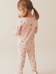 Cream Rainbow Polka Dot Cotton Rich Long Sleeve Rib T-Shirt (3mths-7yrs) - Image 3 of 7