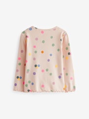 Cream Rainbow Polka Dot Cotton Rich Long Sleeve Rib T-Shirt (3mths-7yrs) - Image 6 of 7