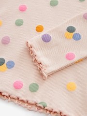 Cream Rainbow Polka Dot Cotton Rich Long Sleeve Rib T-Shirt (3mths-7yrs) - Image 7 of 7